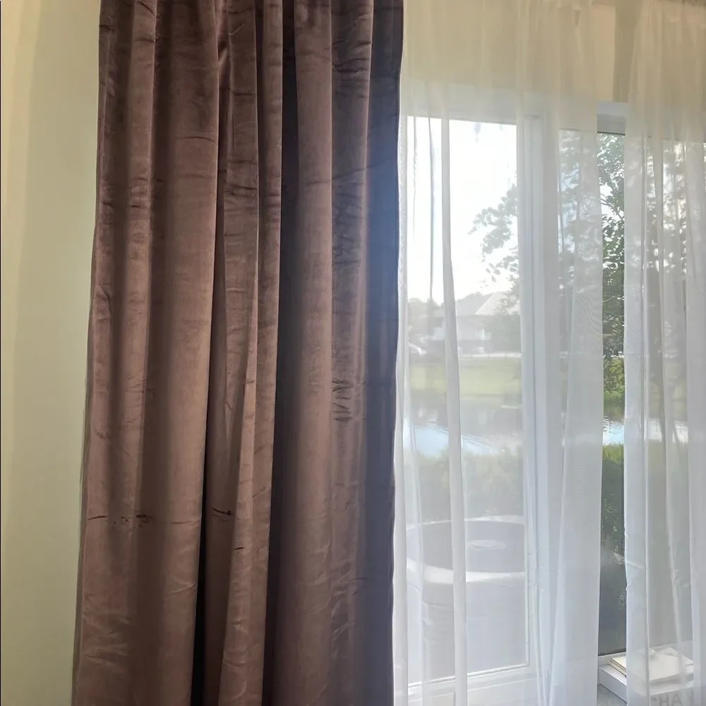 Brushed velvet floor length curtain panels set of 2 plus sheers #15